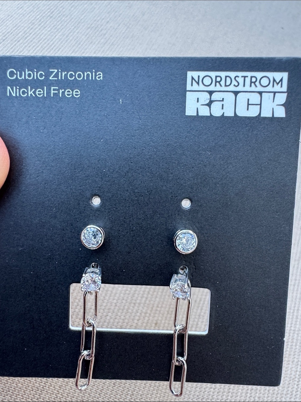 Nordstrom Rack Silver Cubic Zirconia Drop Chain Earrings - Silver